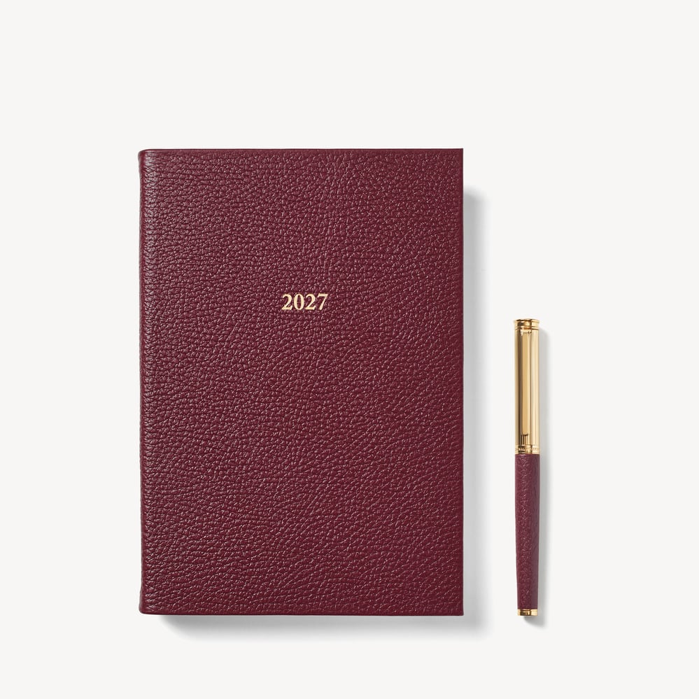 2027 A5 Week to View Diary & Pen Set Garnet Pebble