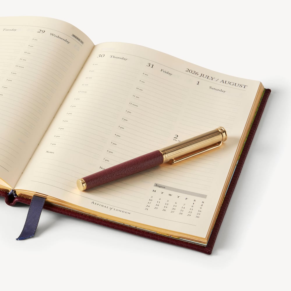 2027 A5 Week to View Diary & Pen Set Garnet Pebble