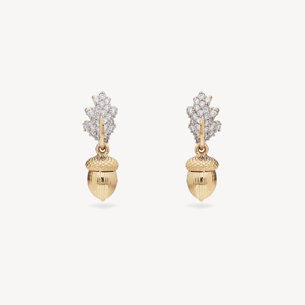 Acorn & Oak Leaf Diamond Stud Earrings 0.23ct Diamond