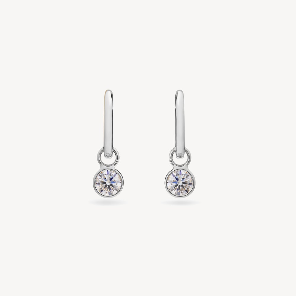 Diamond Solitaire Huggie Charm Earrings 1ct Diamond