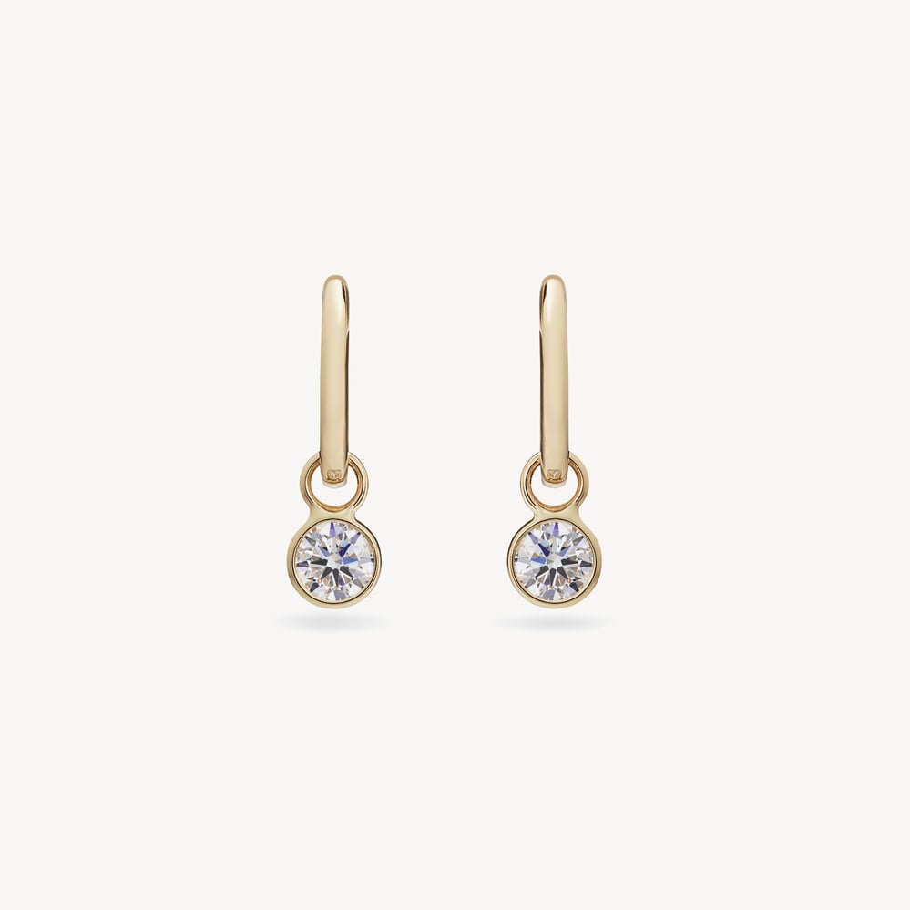 Diamond Solitaire Huggie Charm Earrings 1ct Diamond