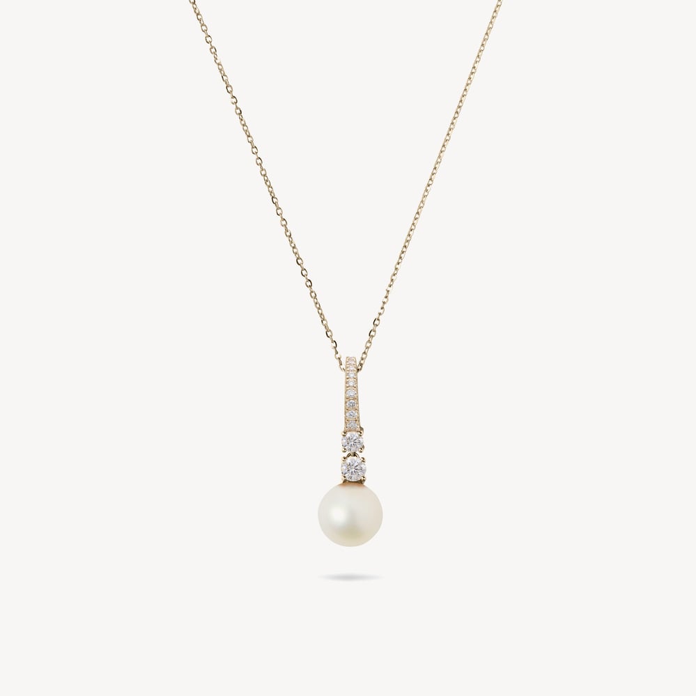 Icy Diamond & Pearl Drop Necklace 0.48ct Diamond