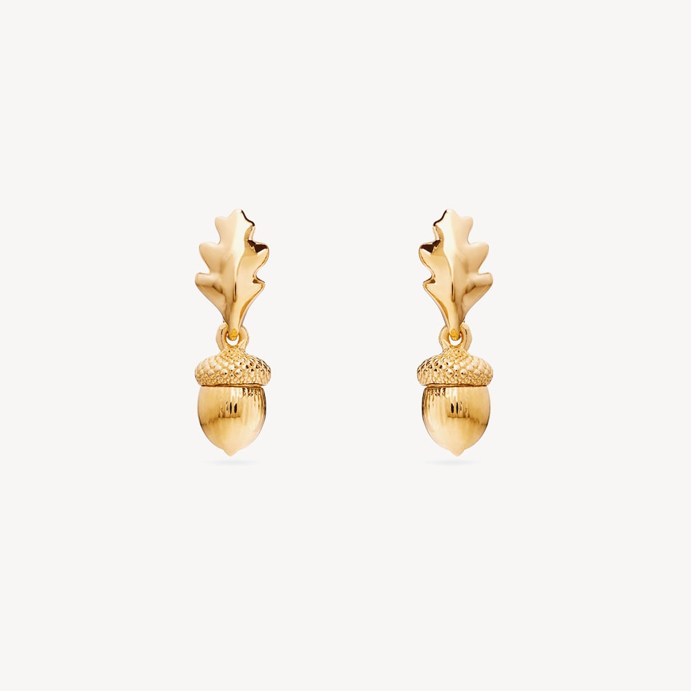 Acorn Dangly Stud Earrings 18ct Gold Vermeil