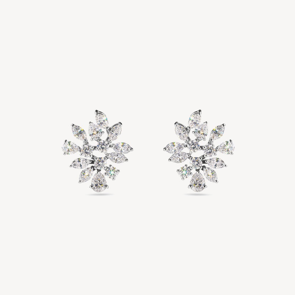 Statement 2.5ct Diamond Leaf Stud Earrings 2.5ct Diamond