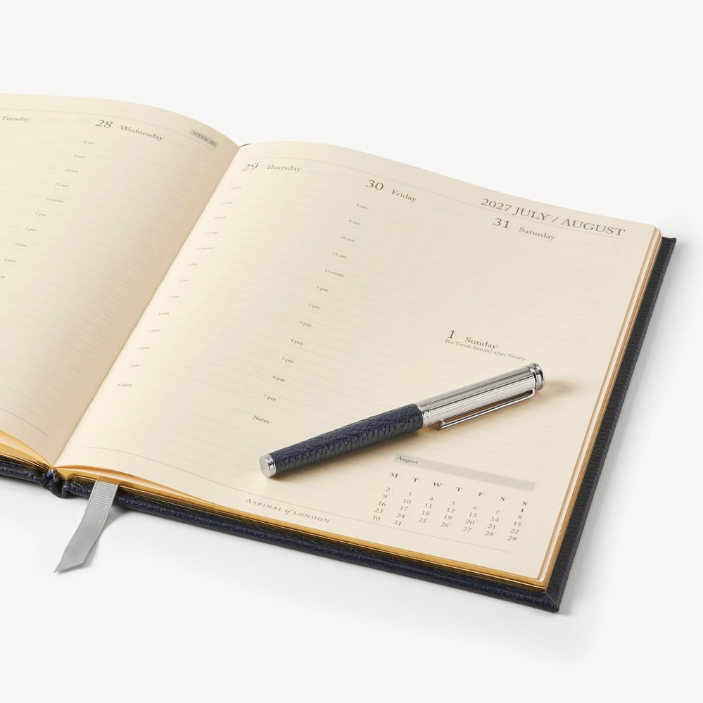 2027 A4 Week to View Diary & Pen Set Navy Pebble