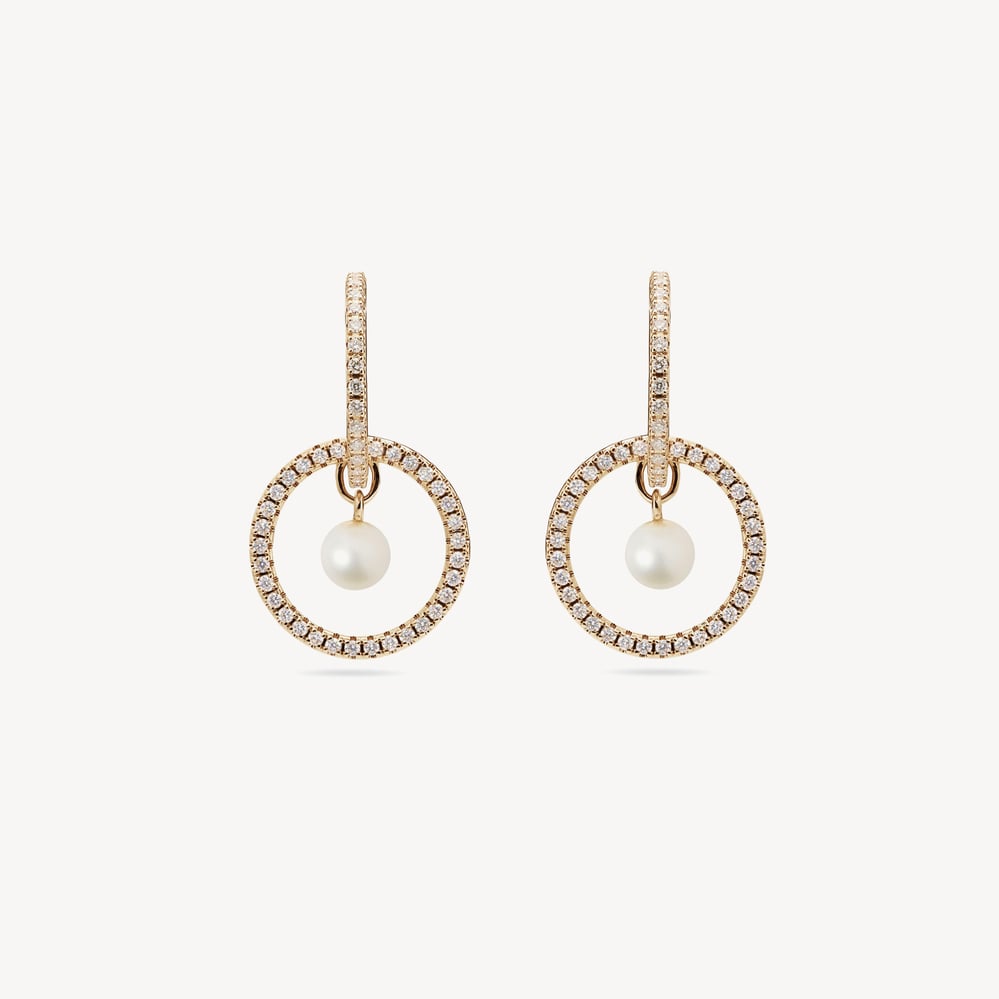 Diamond & Pearl Halo Earrings 0.86ct Diamond