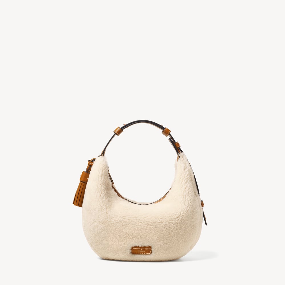 Soho Mini Crescent Natural Shearling & Smooth Tan