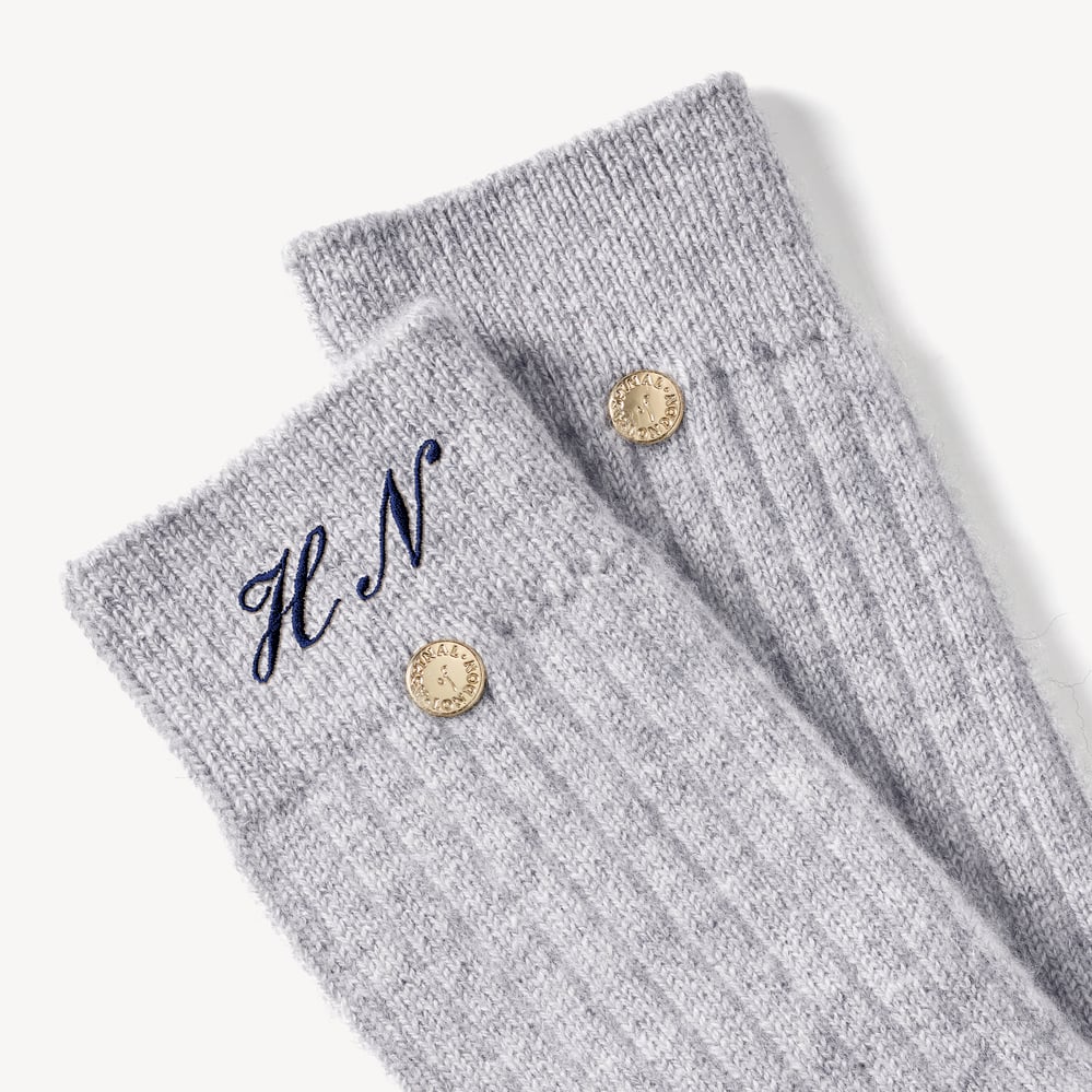Rib Knit Cashmere Socks Mid Grey Melange Cashmere