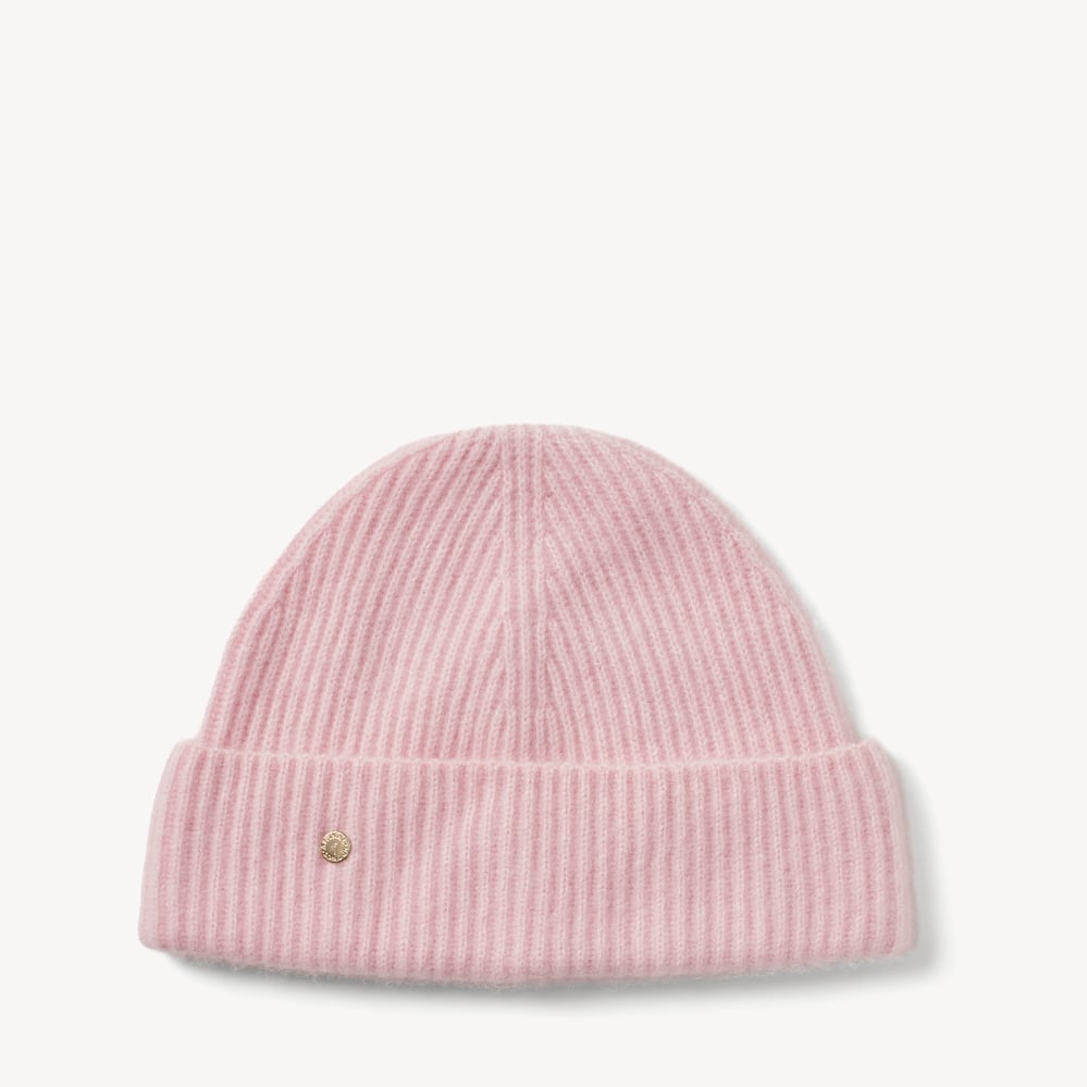 Ribbed Cashmere Hat Pink