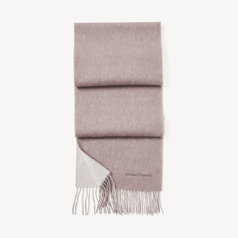 Heavyweight Bi-Colour Cashmere Scarf Latte & Chalk