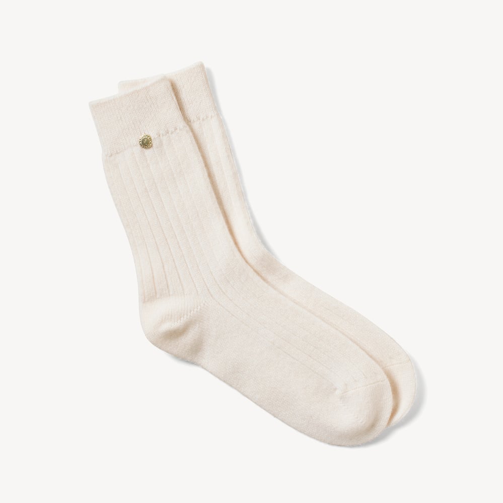 Rib Knit Cashmere Socks Chalk Cashmere