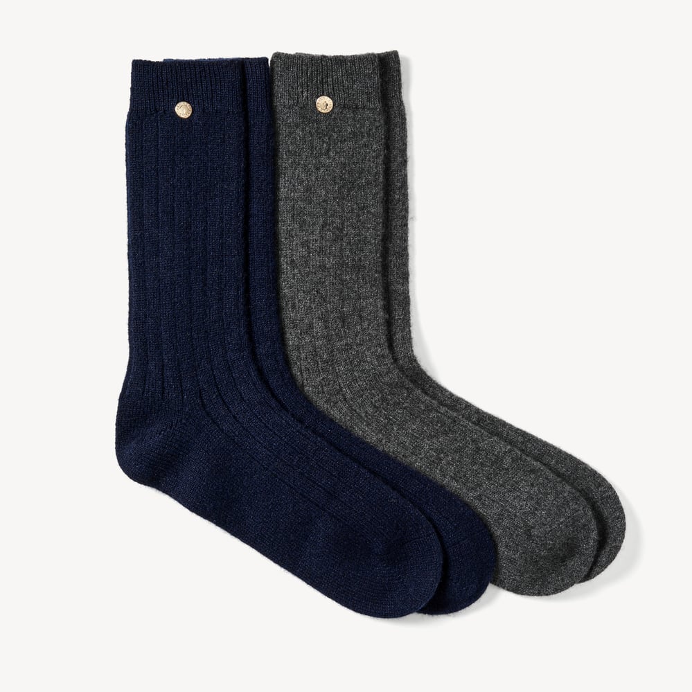 Men's Cashmere Socks Set Dark Grey Melange & Navy