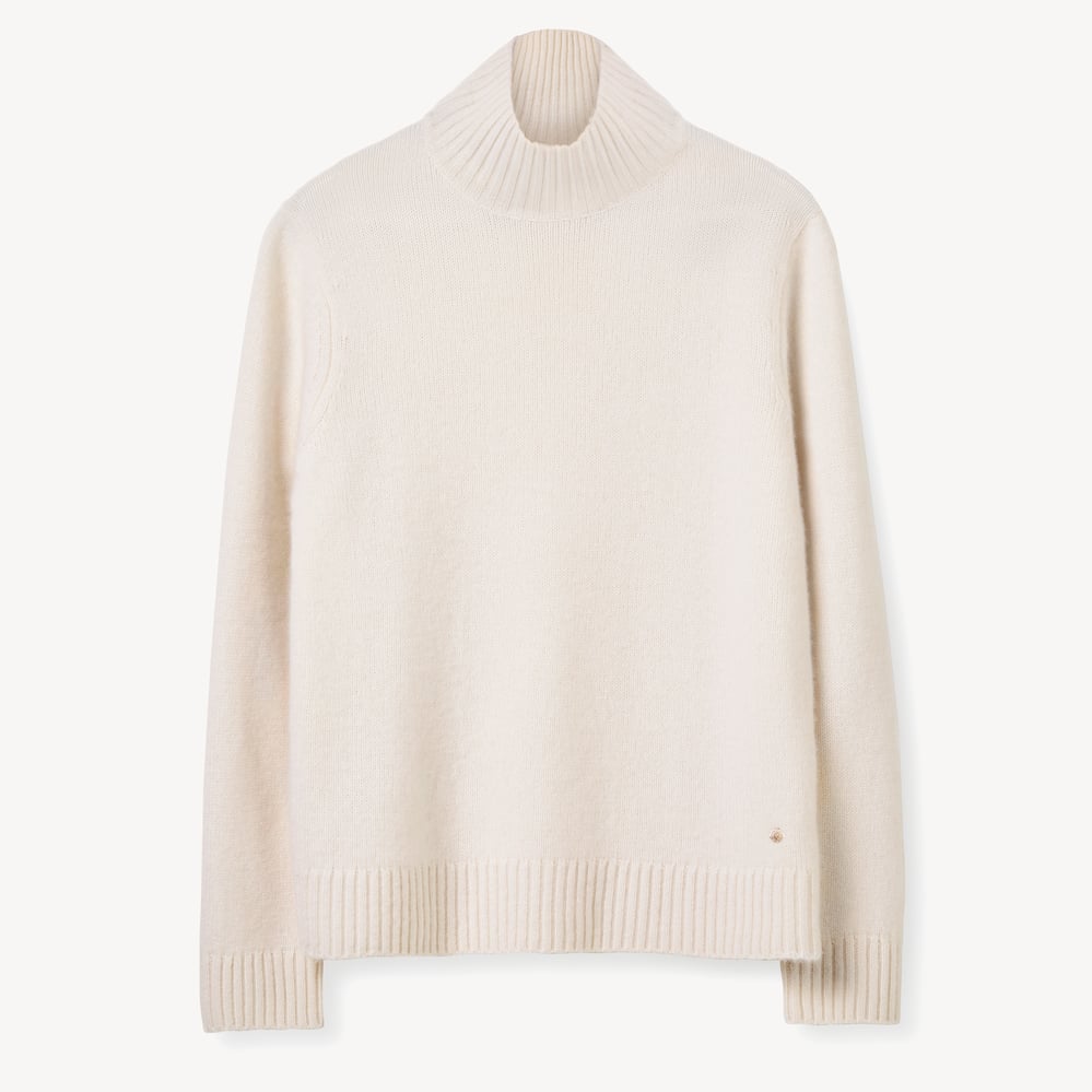 Funnel Neck Cashmere Jumper Chalk