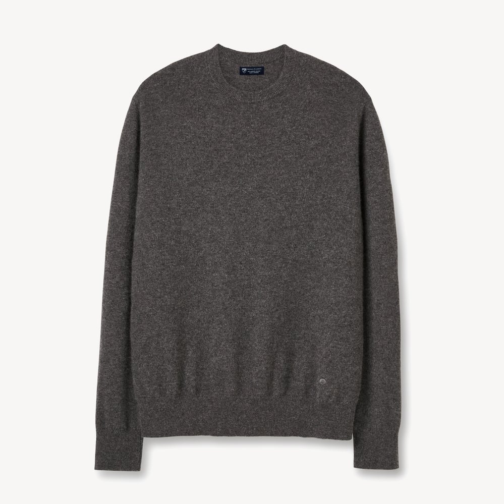 Men’s Crew Neck Cashmere Jumper Dark Grey Melange