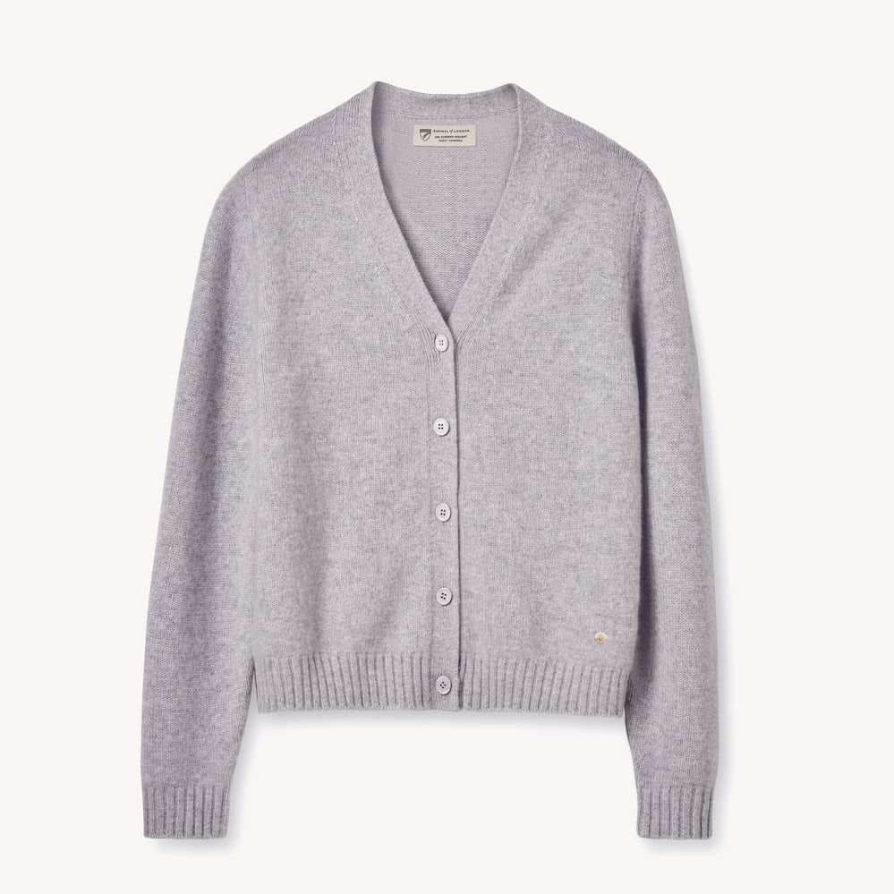V-Neck Cashmere Cardigan Light Grey Melange