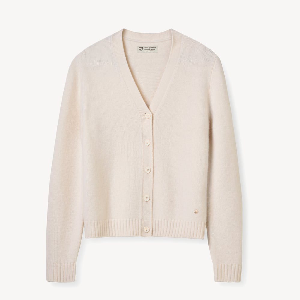 V-Neck Cashmere Cardigan Chalk