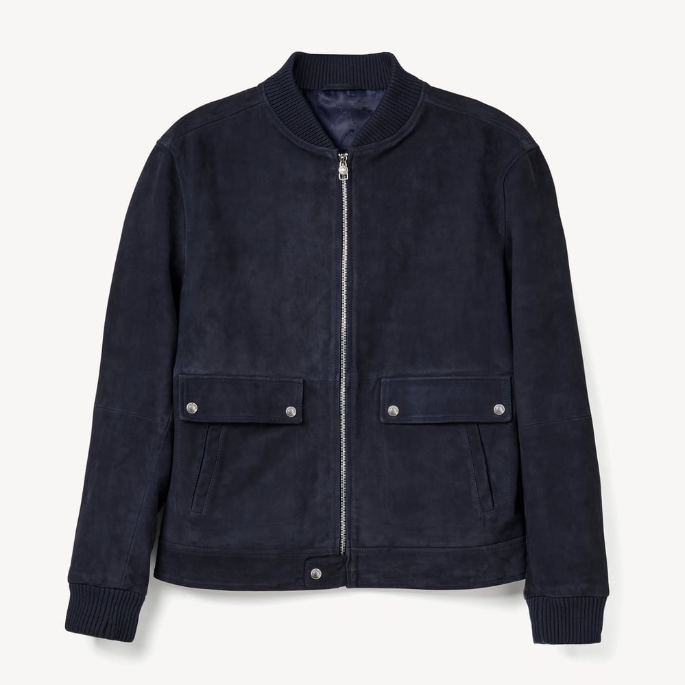 Aerodrome Suede Bomber Jacket Navy Suede