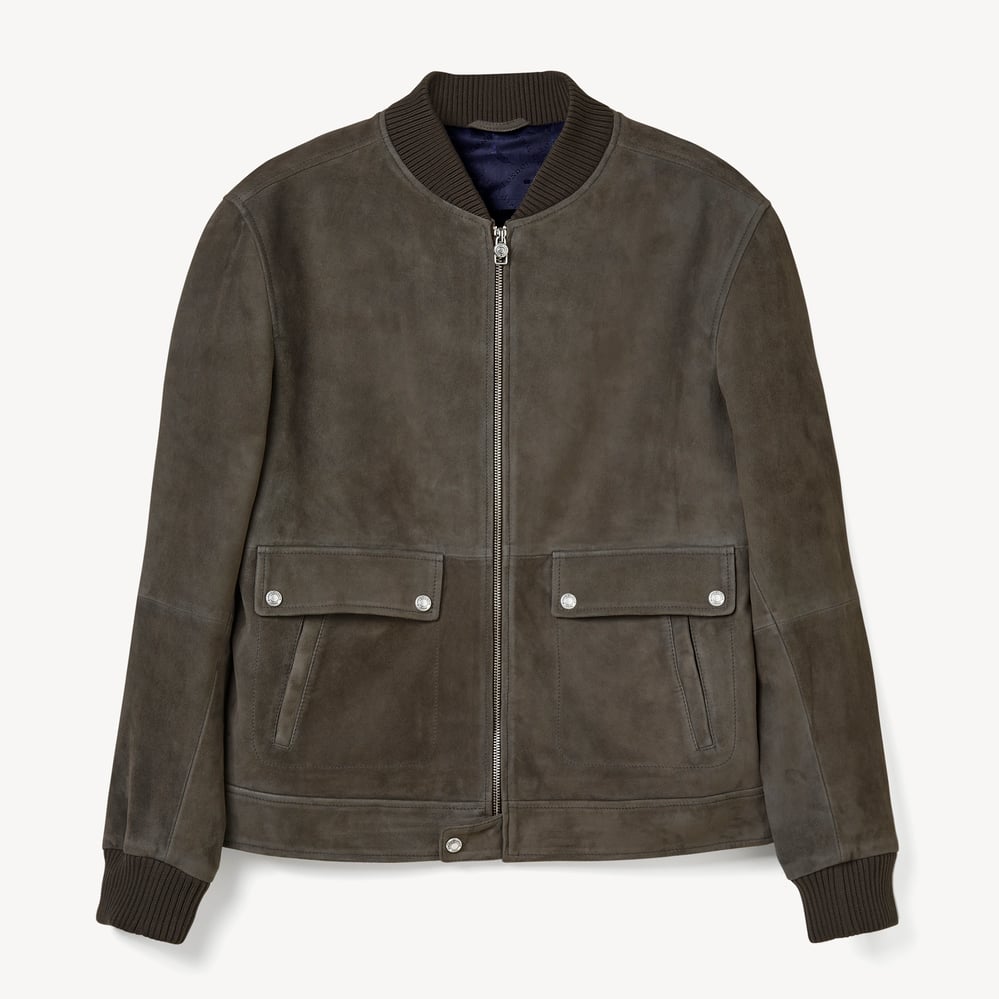 Aerodrome Suede Bomber Jacket Olive Suede