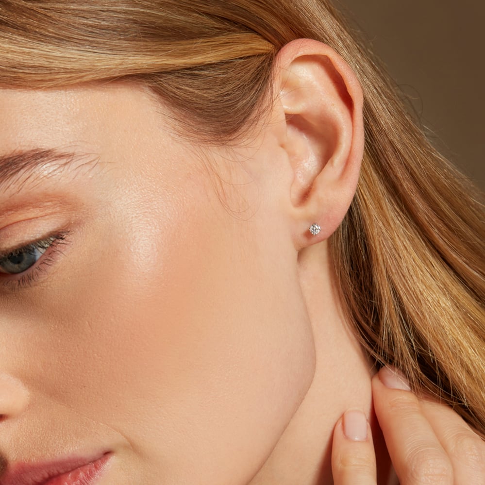Floating Diamond Solitaire Stud Earrings 0.20ct Diamond