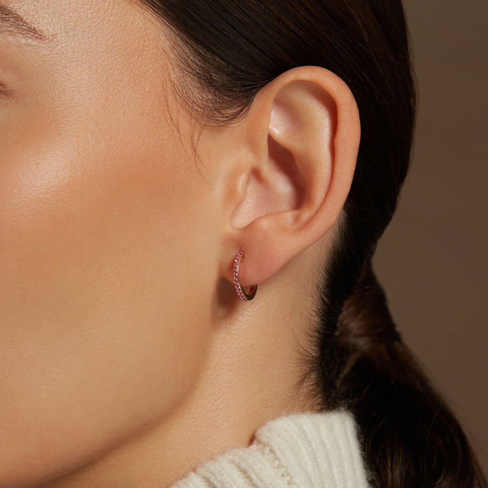 Eternity Hoop Earrings 0.22ct Pink Sapphire