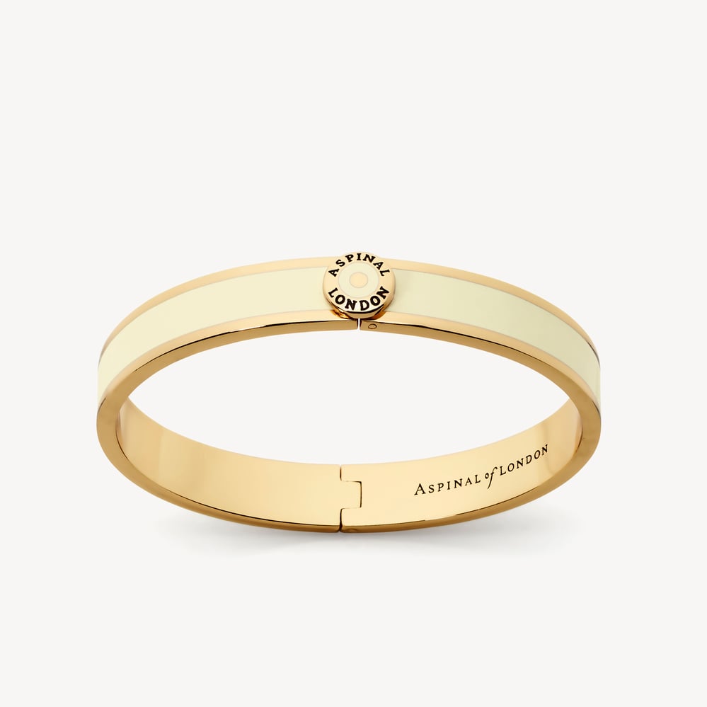 Enamel Bangle Ivory Enamel & 18ct Gold Plated