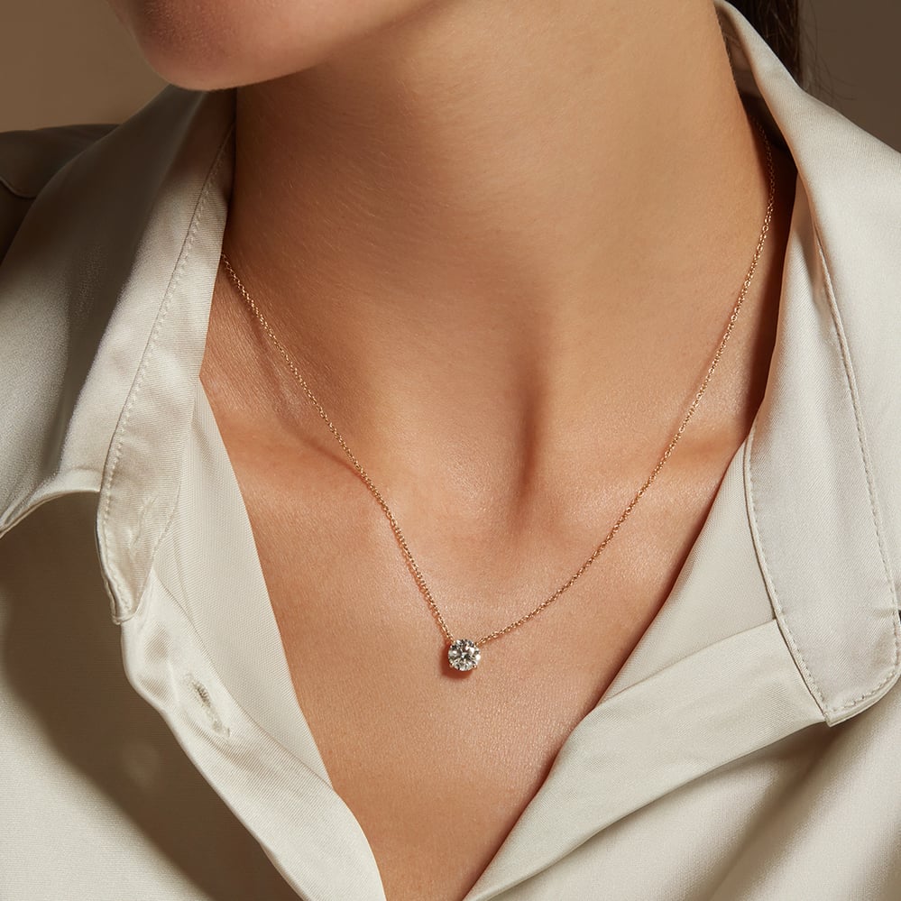 Floating Diamond 1ct Solitaire Necklace 1ct Diamond