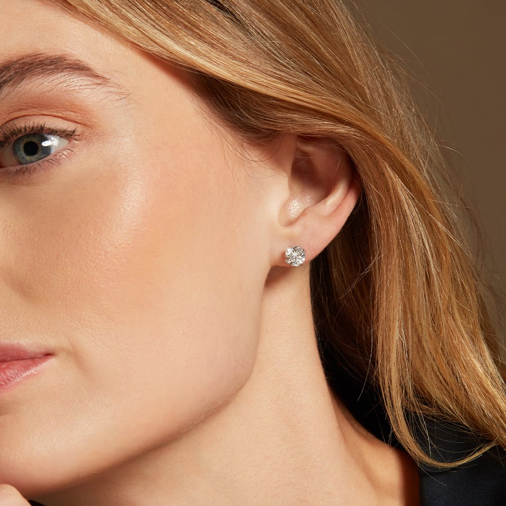 Floating Diamond 2ct Solitaire Stud Earrings 2ct Diamond
