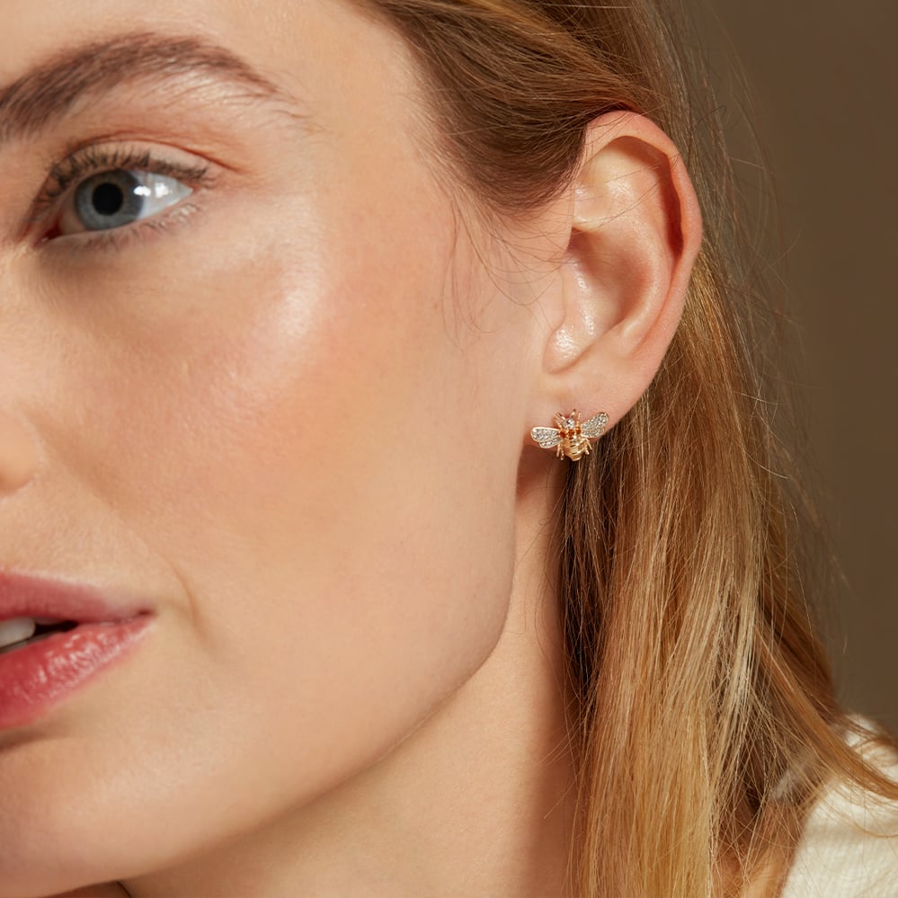 Diamond Bee Stud Earrings 0.02ct Diamond
