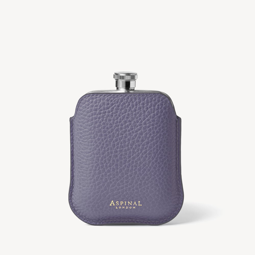 5oz Hip Flask with Leather Pouch Dusky Blue Pebble