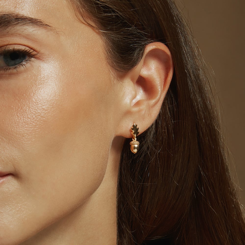 Acorn Dangly Stud Earrings 18ct Gold Vermeil