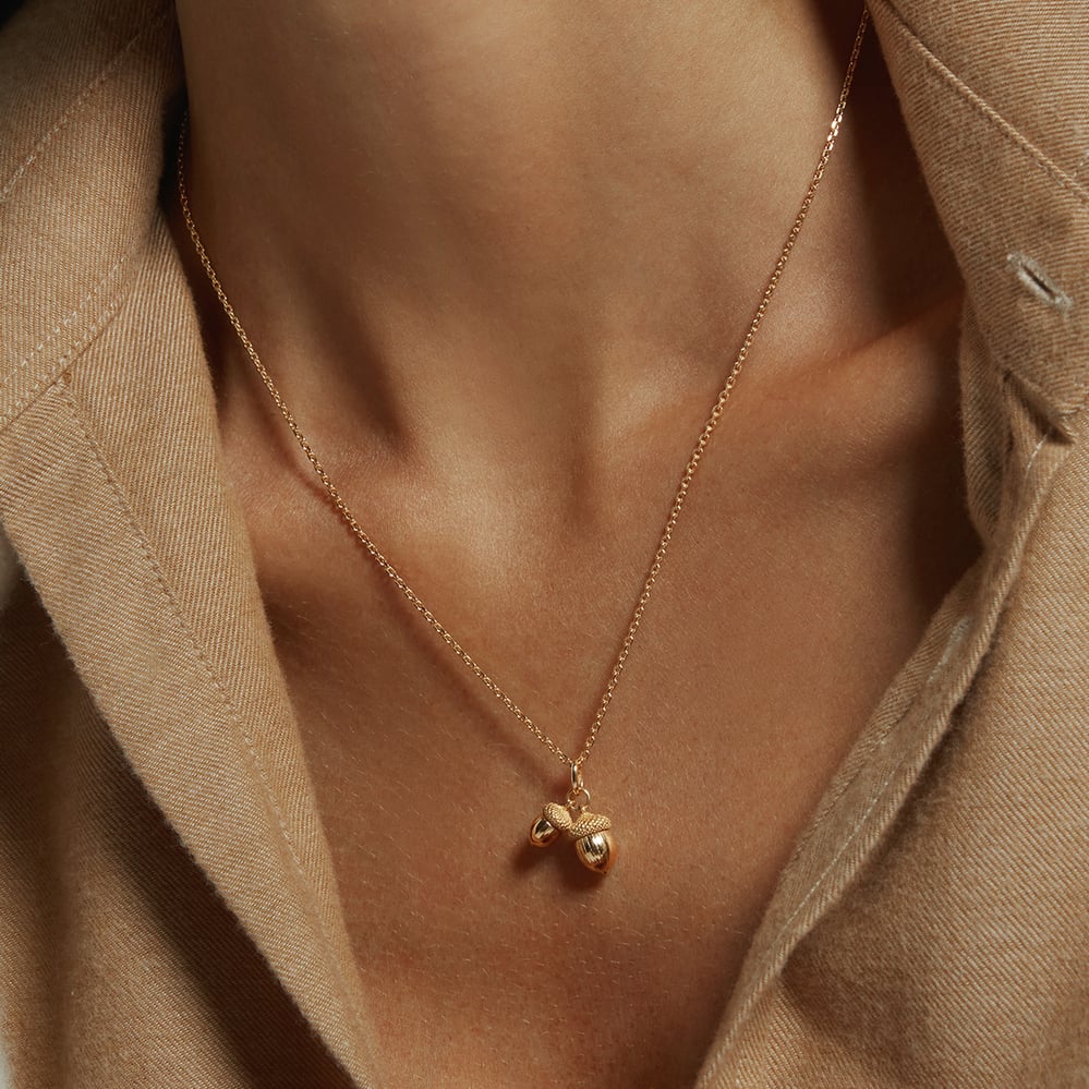 Acorn Charm Necklace 18ct Gold Vermeil