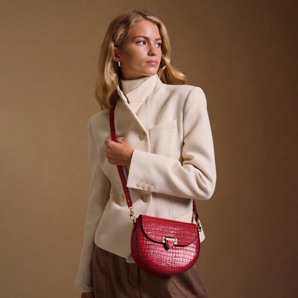 Portobello Crossbody Deep Shine Cherry Red Small Croc