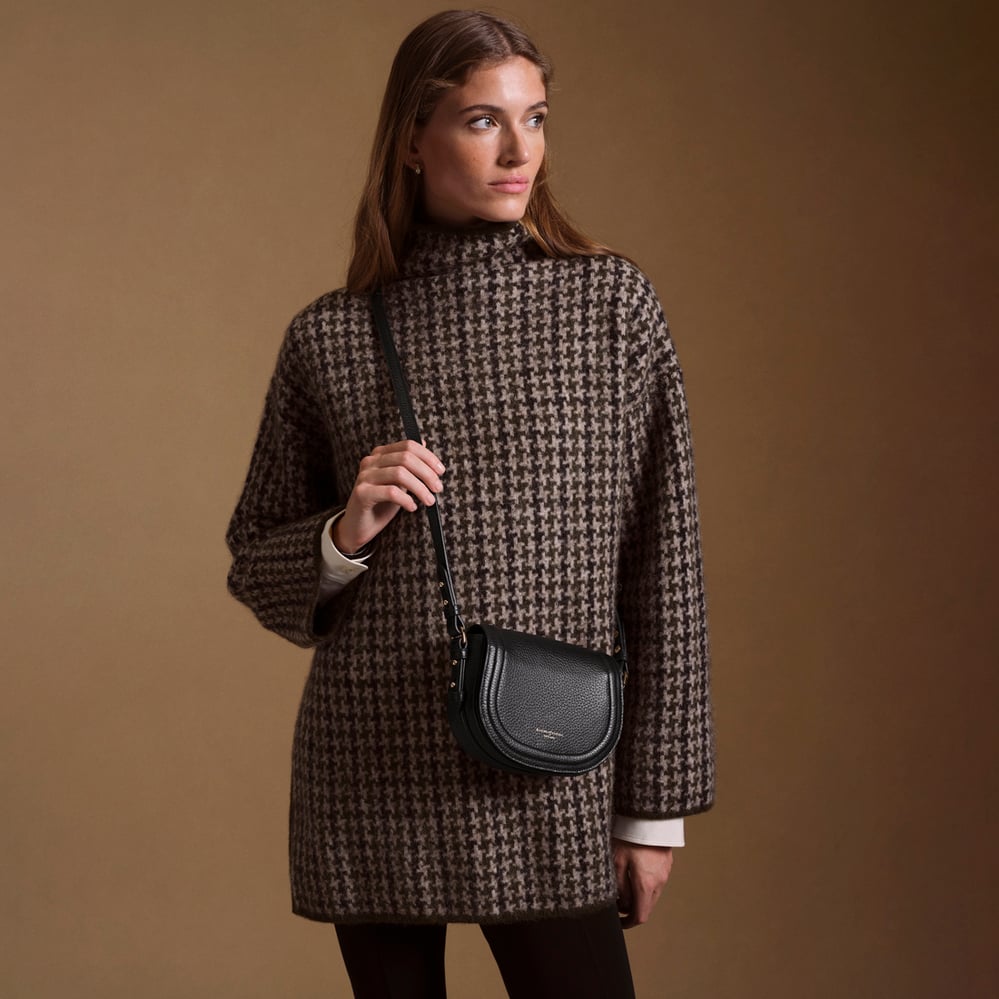 Small Stella Satchel Crossbody Black Pebble