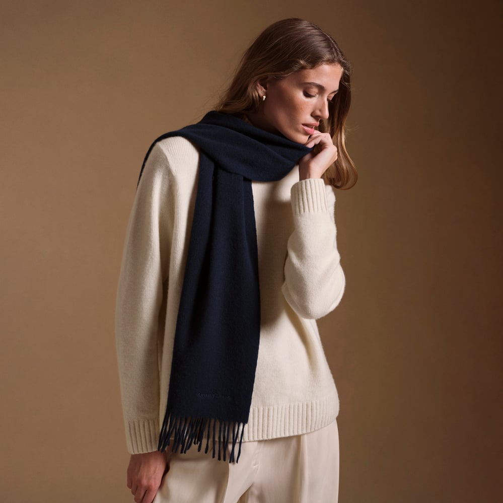 Lightweight Cashmere Scarf Navy