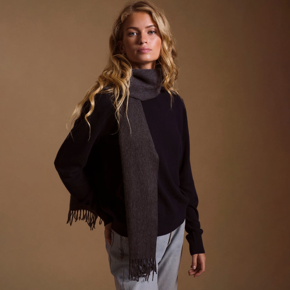 Lightweight Cashmere Scarf Dark Grey Melange