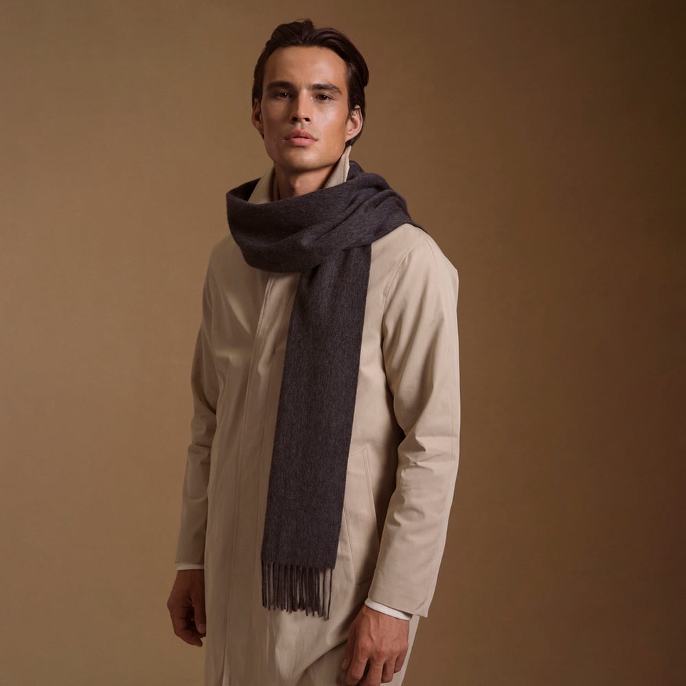 Lightweight Cashmere Scarf Dark Grey Melange