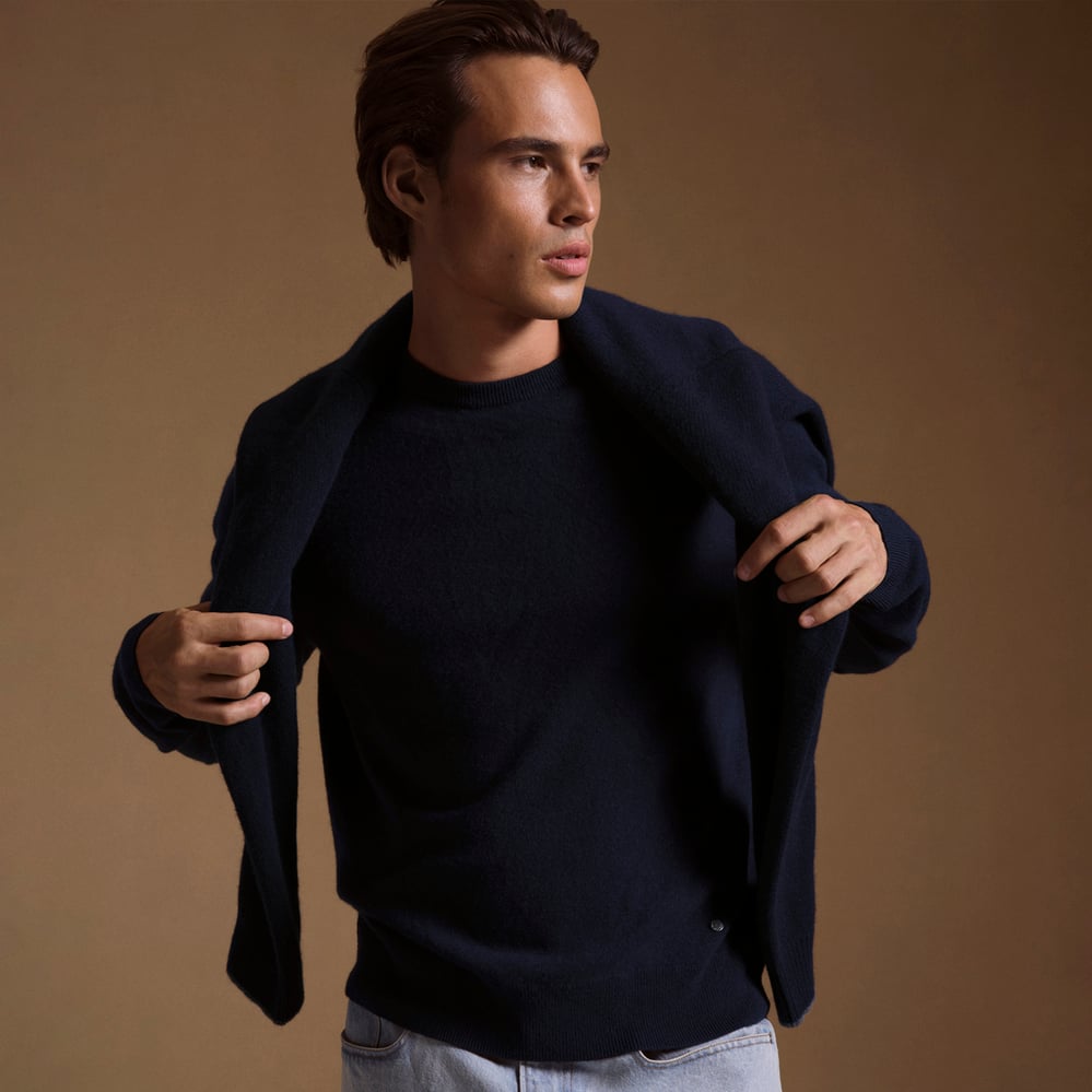 Men’s Crew Neck Cashmere Jumper Navy