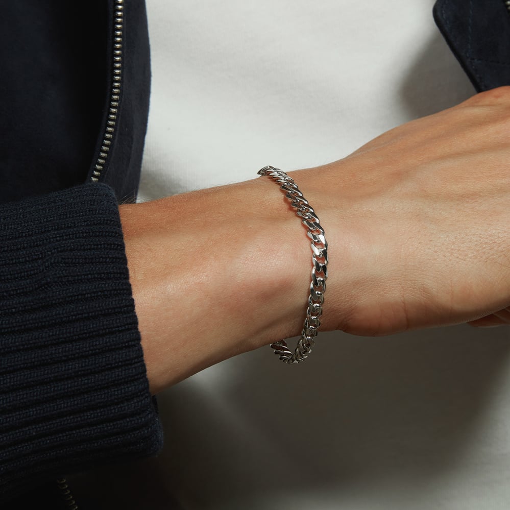 Men's Curb Chain Bracelet Sterling Silver