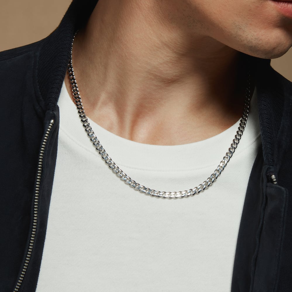 Men's Curb Chain Necklace Sterling Silver