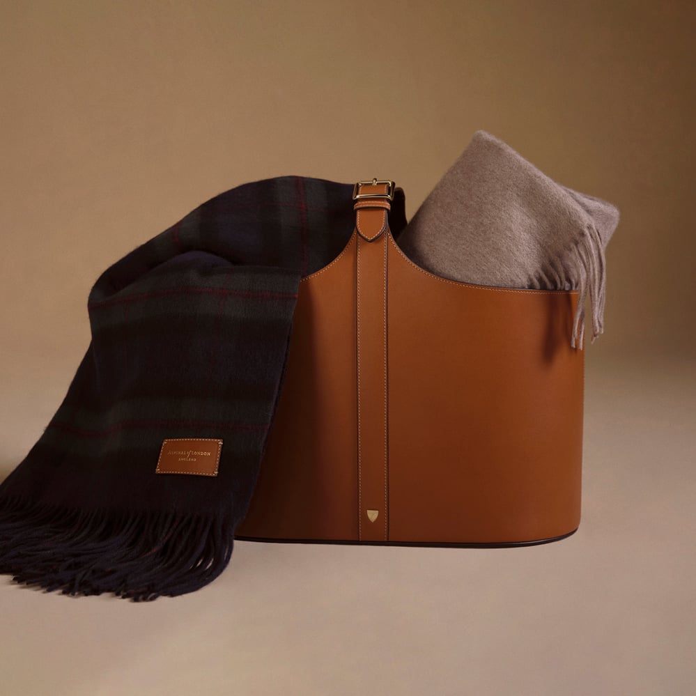 Wool & Cashmere Throw Green & Navy Tartan Wool & Cashmere