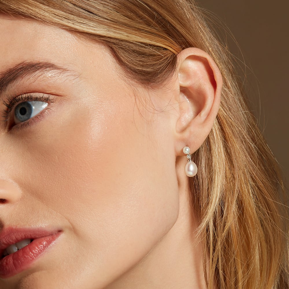 Drop Earrings 0.04ct Diamond