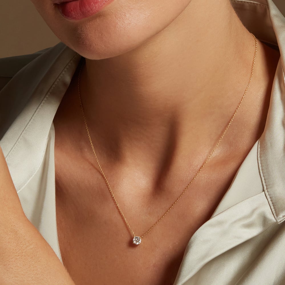 Floating Diamond 0.50ct Solitaire Necklace 0.53ct Diamond