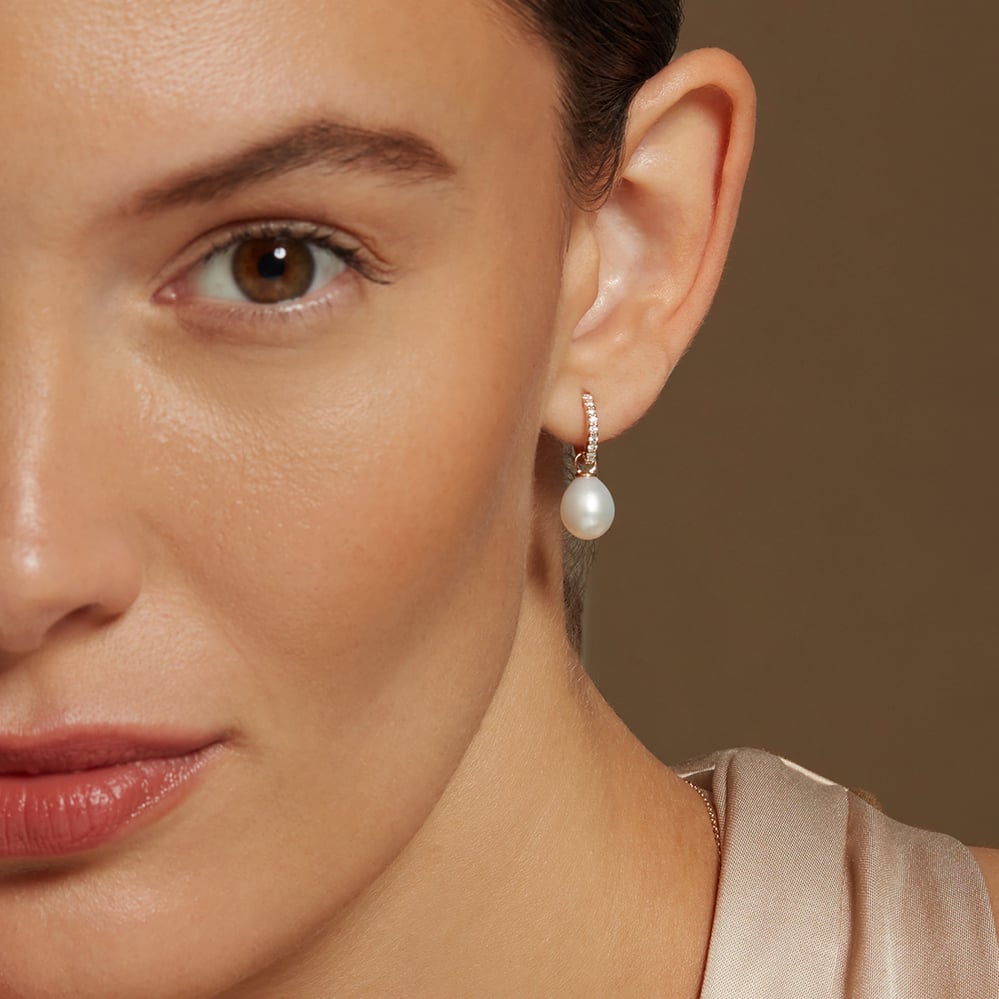Drop Huggie Earrings 0.16ct Diamond