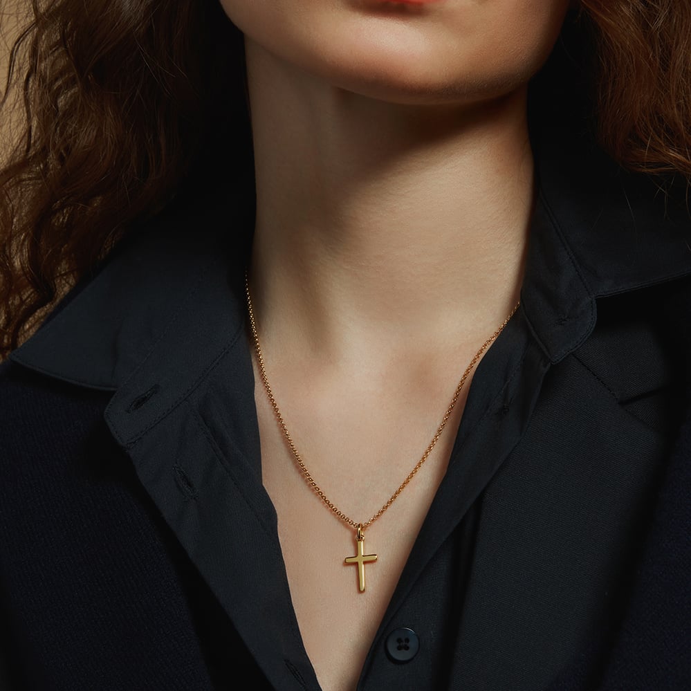 Cross Pendant Necklace 18ct Gold Vermeil