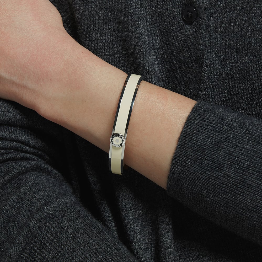 Enamel Bangle Ivory Enamel & Palladium Silver Plated