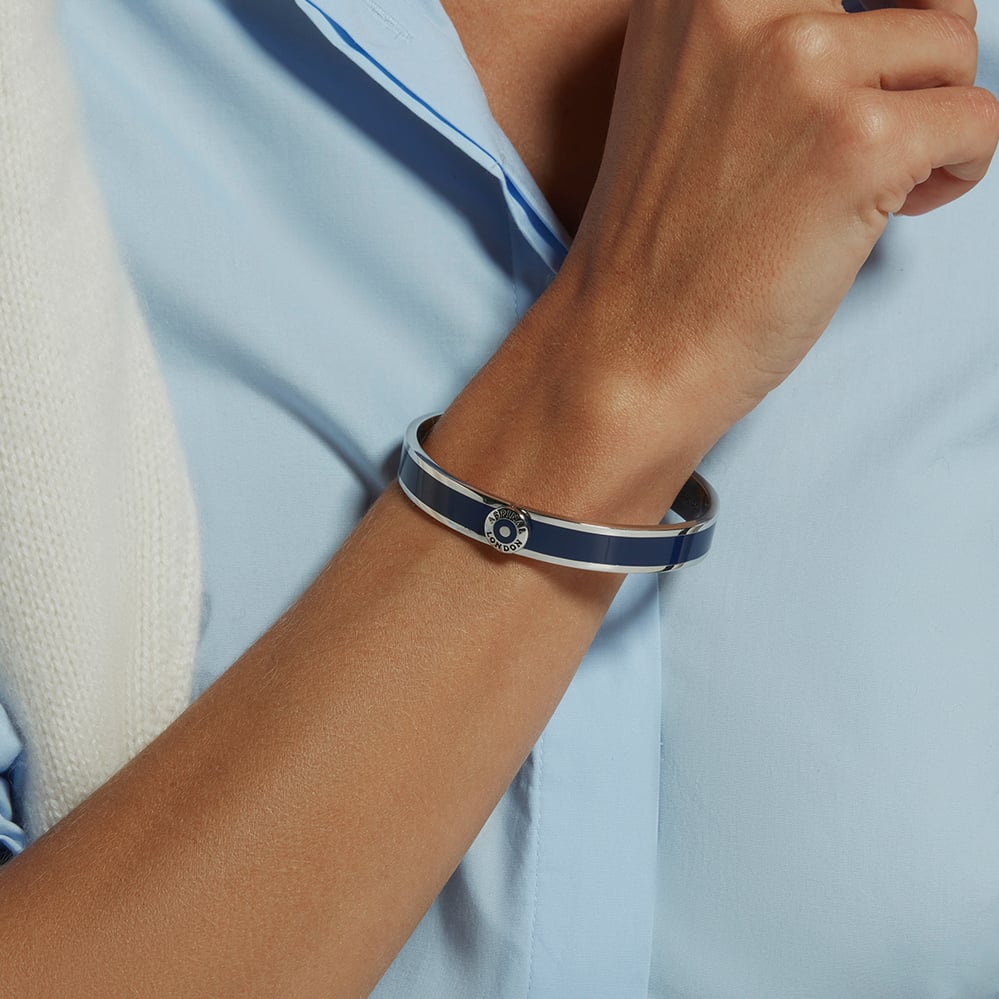 Enamel Bangle Navy Enamel & Palladium Silver Plated