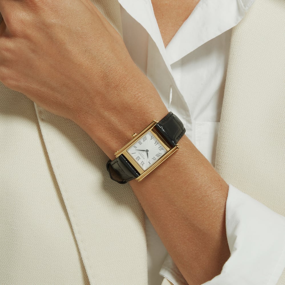 Mayfair® Classic Watch 23ct Gold Plated - Deep Shine Black Croc