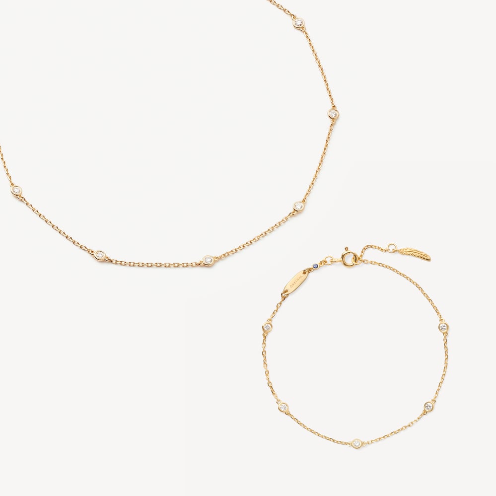 Celeste Necklace & Bracelet Set Diamond & 14ct Solid Gold