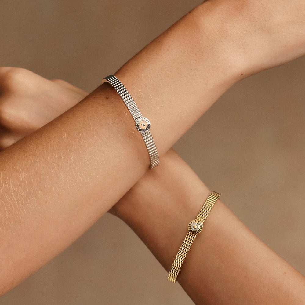 Plain Faceted Edge Bangle 18ct Gold Plated