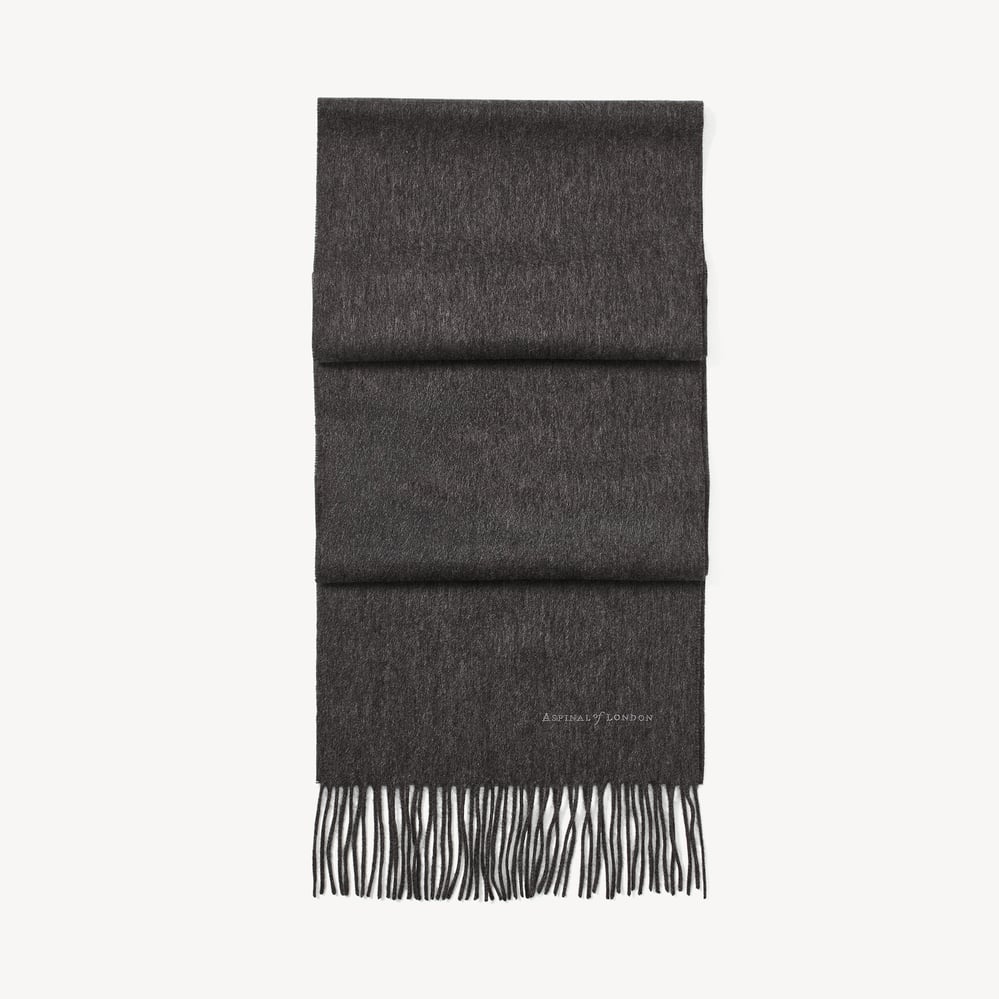 Lightweight Cashmere Scarf Dark Grey Melange